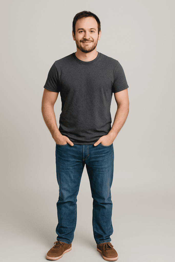 Full-body image of a man generated by AI